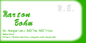 marton bohm business card